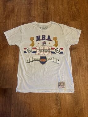 Mitchell & Ness 1991 NBA Finals T-Shirt White Graphic Basketball Size M